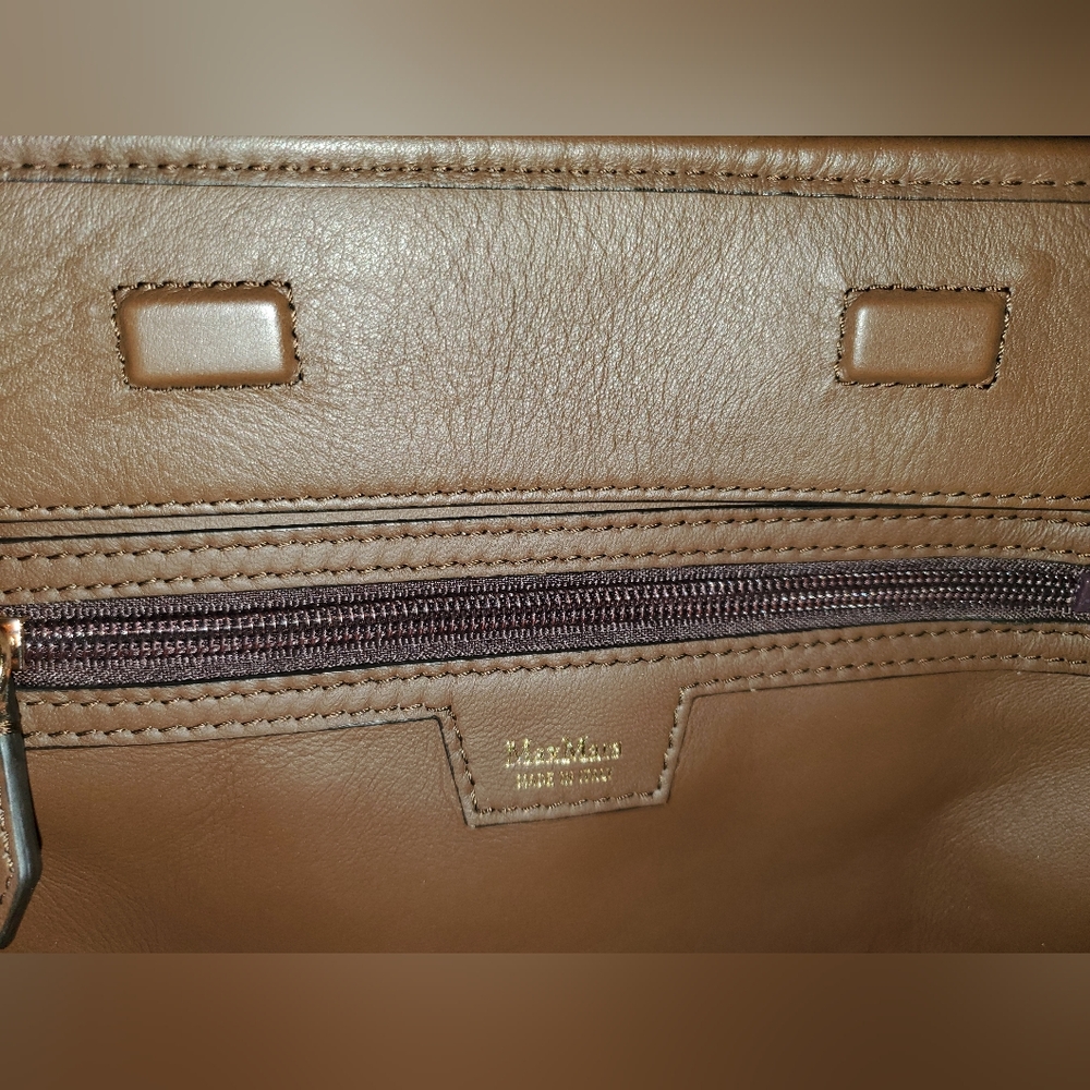MaxMara Italy Canvas Brown Leather Trim Tote bag - Picture 3 of 8